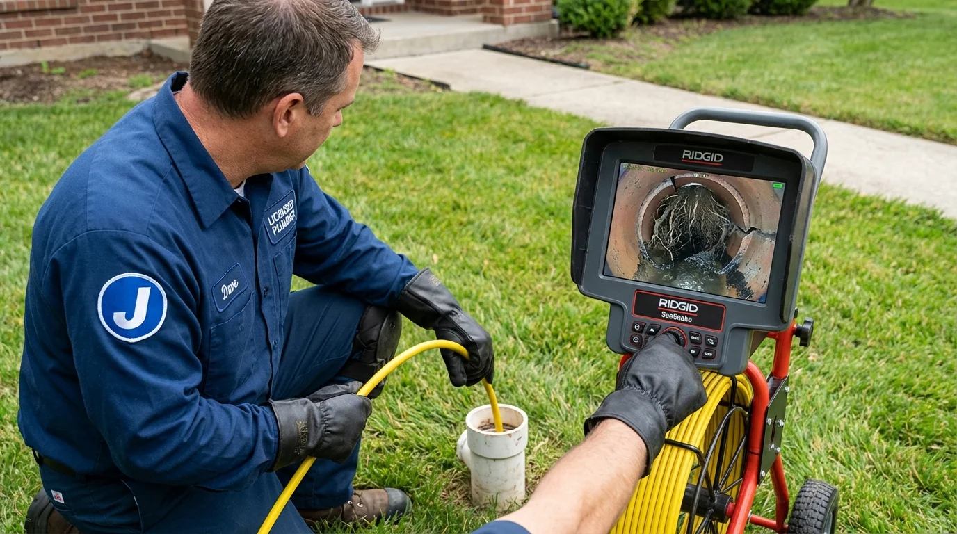Sewer camera inspection being performed by Johns Plumbing LLC in Leeds