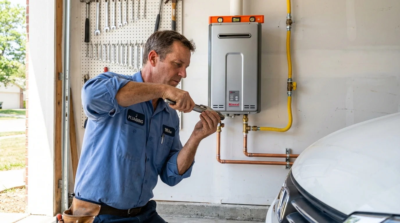 Tankless water heater installation by a Johns Plumbing LLC plumber in Leeds